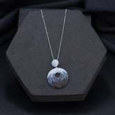 Silver Blue ,Black And Blue Shades Cubic Zirconia Necklace
